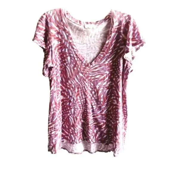 Anthropologie t.la Wayfaring Purple Zebra Print V-Neck T-shirt - Picture 3 of 6